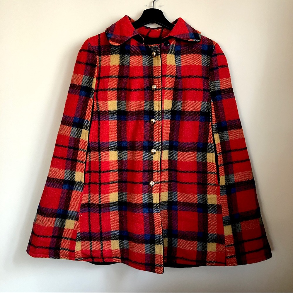 Vintage reversible wool poncho/cape